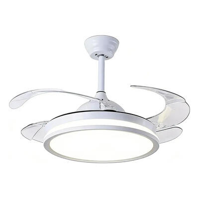 Ventilador De Techo Blanco Retractil Luz Control Luz Desing 1.06 M 50hz/ 60hz Blanco Transparente Acrílico 4