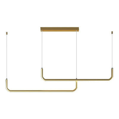 Colgante Led Doble Moderno Dorado Luz Desing Dorado