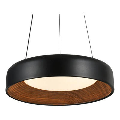 Colgante Led 72w Cct Ø40cm Negro Blanco Interior Madera Mks Negro