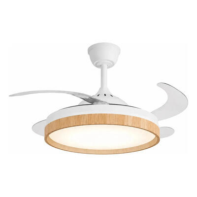 Ventilador De Techo Madera Retractil Luz Control Ld Sf 1.06 M 50hz/ 60hz Madera Transparente Acrílico 4