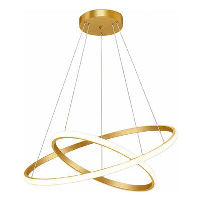 Lampara Colgante Doble Aro Led Cct Diseño Dorado Ldf41040-d Dorado