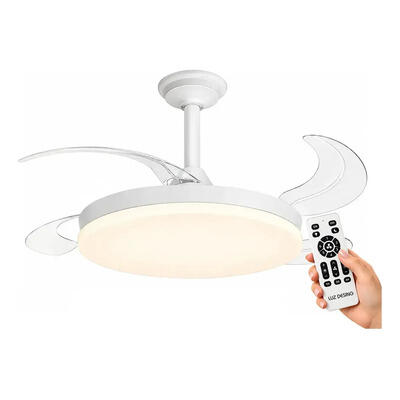 Ventilador De Techo Retractil Con Led Control Remoto Ld 1.06 M 50hz/ 60hz Blanco Transparente Acrílico 4