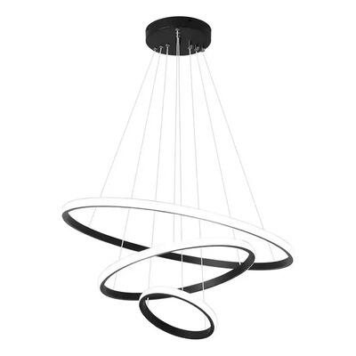 Lampara Colgante Triple Aro Led Cct Diseño Negro Ldf41072-n  Negro