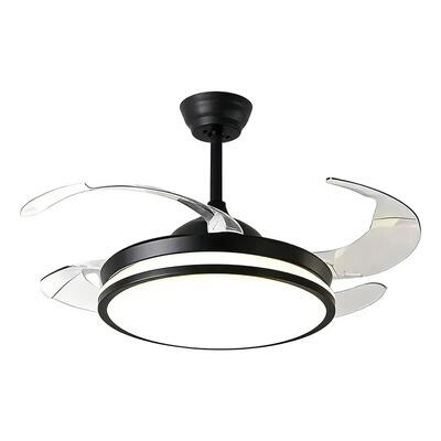 Ventilador De Techo Zenith Negro Retractil Luz Control  1.06 M 50hz/ 60hz Negro Transparente Acrílico 4