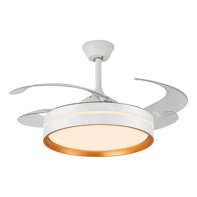 Ventilador De Techo Blanco Dorado Retractil Control Ld 1.06 M 50hz/ 60hz Blanco/dorado Transparente Acrílico 4
