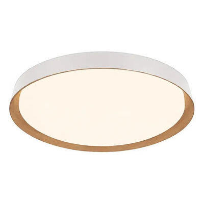 Plafón Led Dimerizable Blanco Y Madera Con Control Remoto Blanco/madera
