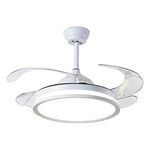 Ventilador De Techo Blanco Retractil Luz Control Luz Desing 1.06 M 50hz/ 60hz Blanco Transparente Acrílico 4
