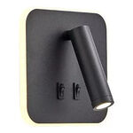 Aplique Cabecera Con Tecla Cuadrado Focus Negro Luz Desing Negro
