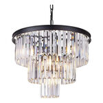 Lampara Colgante Cristal 40cm 3 Pisos Negro 5 Luces E14 Dx Negro