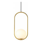  Colgante 1 Luz Marsella Oval Dorado Globo Opal Apto Led Ld Dorado