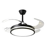 Ventilador De Techo Zenith Negro Retractil Luz Control  1.06 M 50hz/ 60hz Negro Transparente Acrílico 4