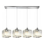  Colgante 4 Luces Prisma C Cristal Cromo Apto Led E27 Ld Cromo